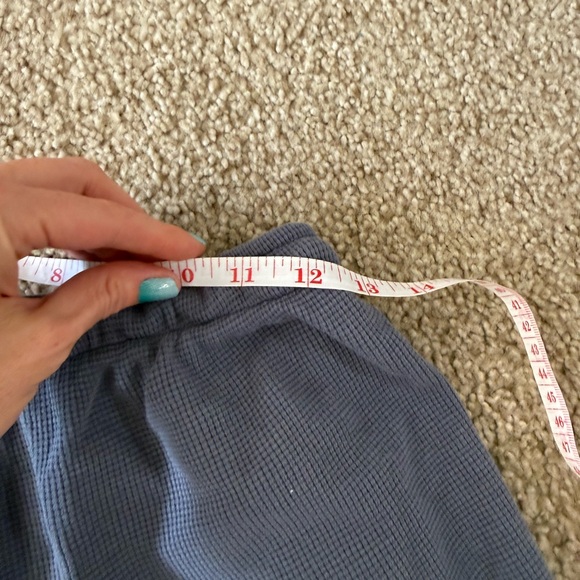 John Galt Blue Gray Waffle Knit Lounge Shorts Drawstring One Size (fit is Small) - Picture 5 of 5